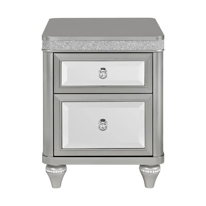 Avril Chairside Table with Power/USB in Silver