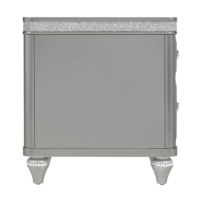 Avril Chairside Table with Power/USB in Silver