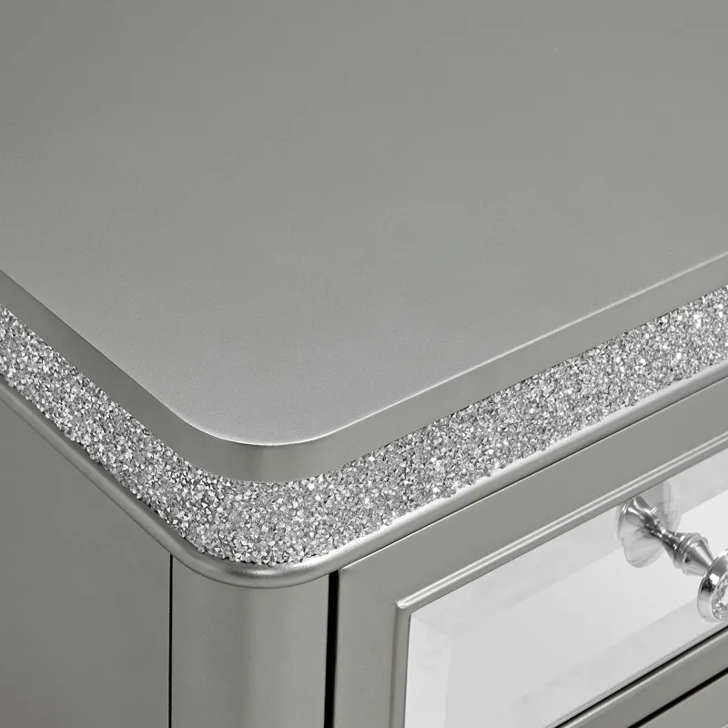 Avril Chairside Table with Power/USB in Silver
