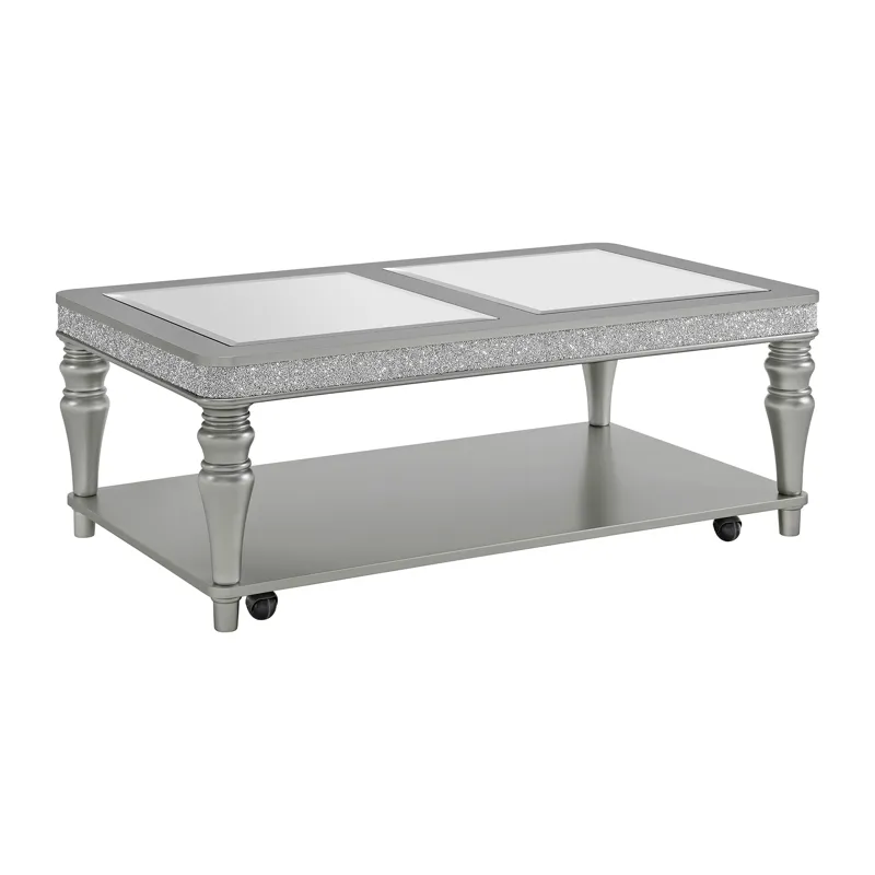 Avril Coffee Table with Casters in Silver