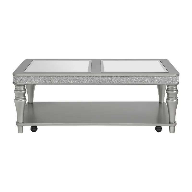 Avril Coffee Table with Casters in Silver