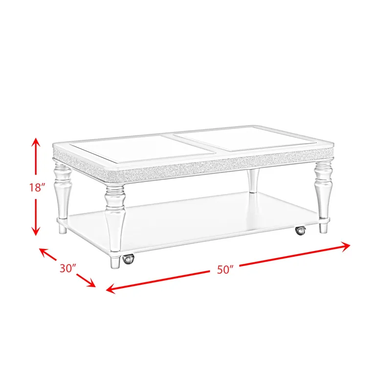 Avril Coffee Table with Casters in Silver