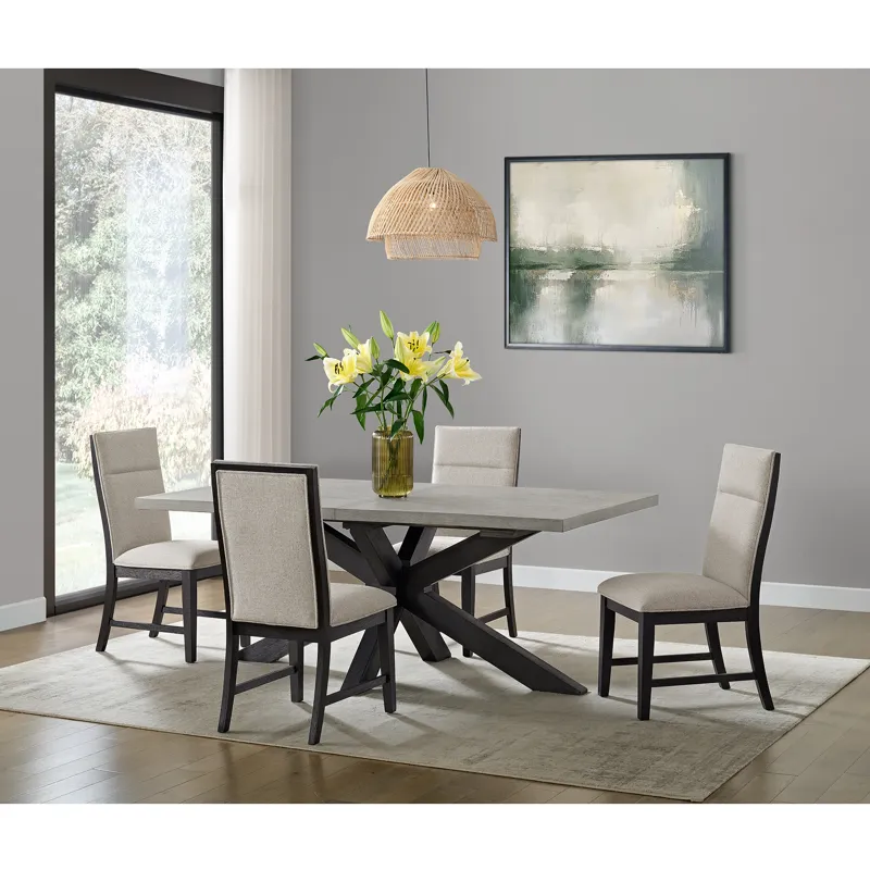 Axel Rectangular Dining Table with Light Grey Top & 18\" Leaf in Espresso