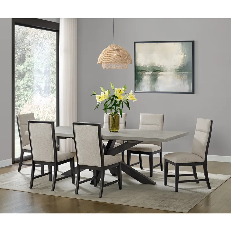 Axel Rectangular Dining Table with Light Grey Top & 18\" Leaf in Espresso
