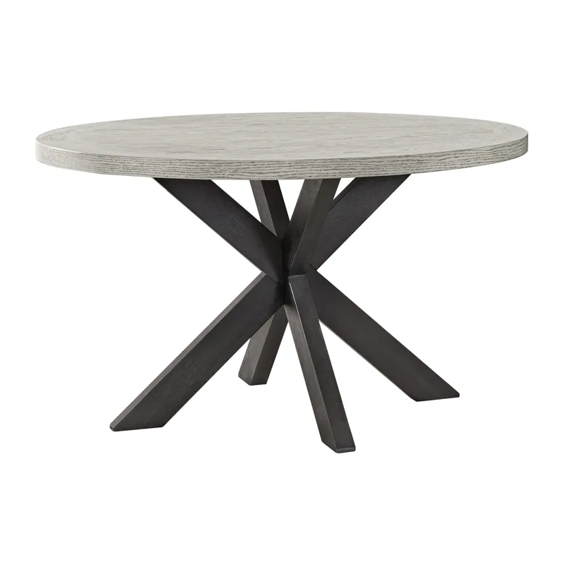 Axel Round Dining Table with Light Grey Top in Espresso