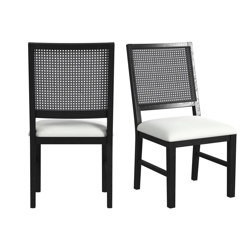 Bahama Breeze Dining Chair with White Fabric in Black (2 Per Carton)