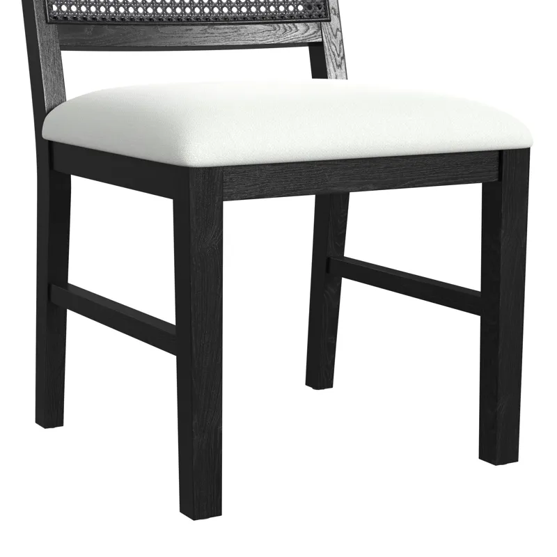 Bahama Breeze Dining Chair with White Fabric in Black (2 Per Carton)