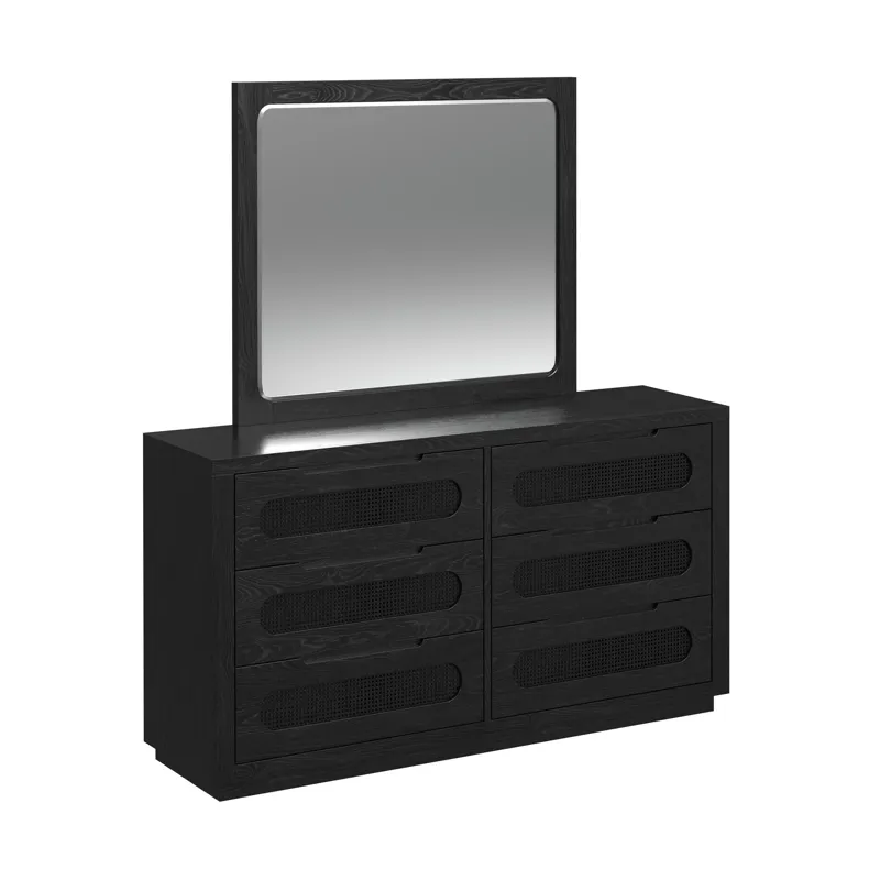 Bahama Breeze Dresser and Mirror Set in Black