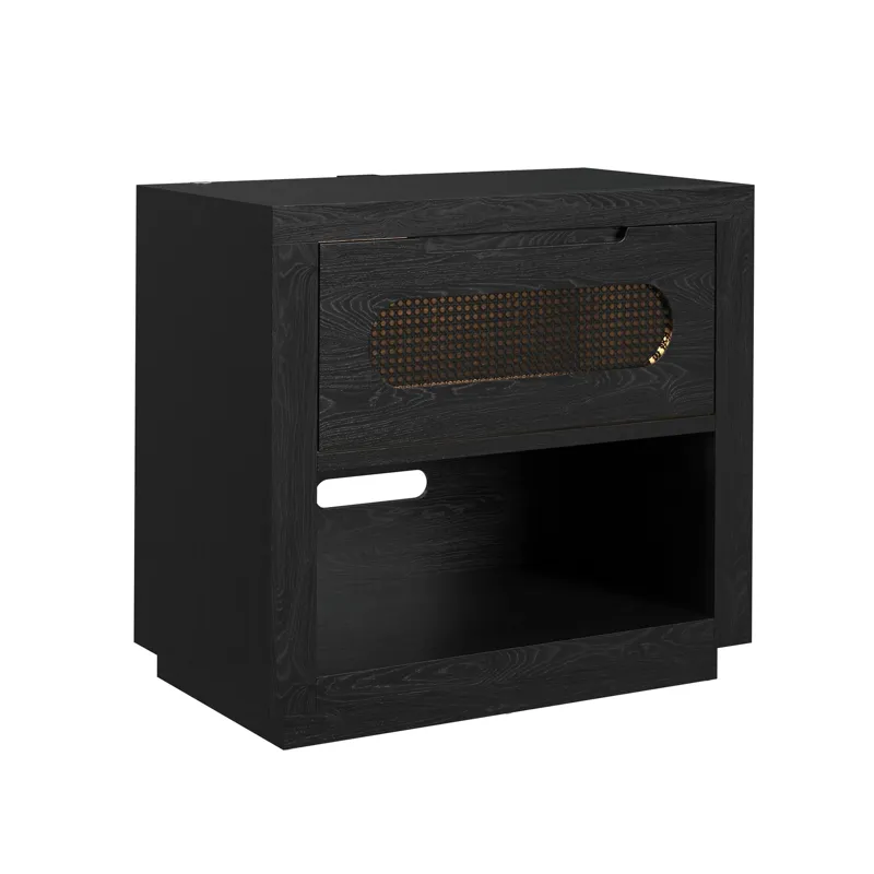 Bahama Breeze Nightstand with USB and Light in Black