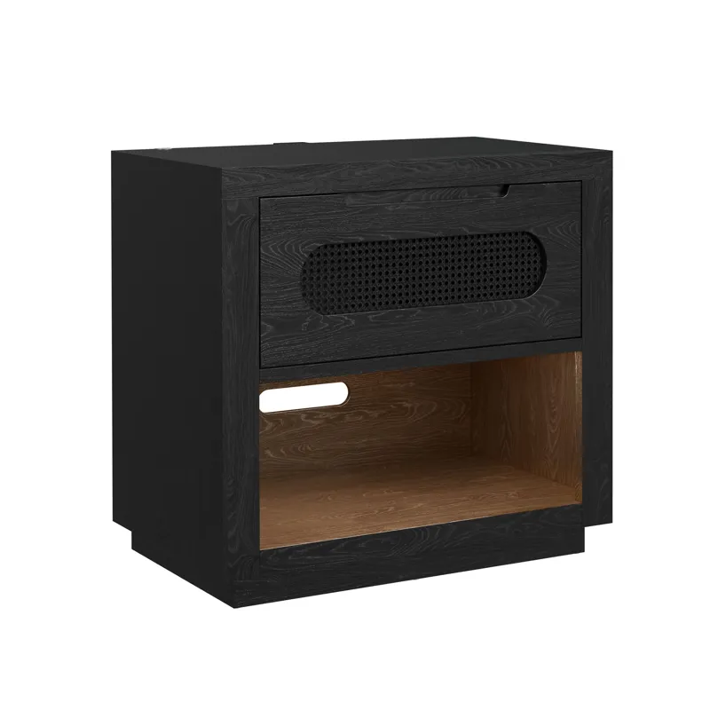 Bahama Breeze Nightstand with USB and Light in Black