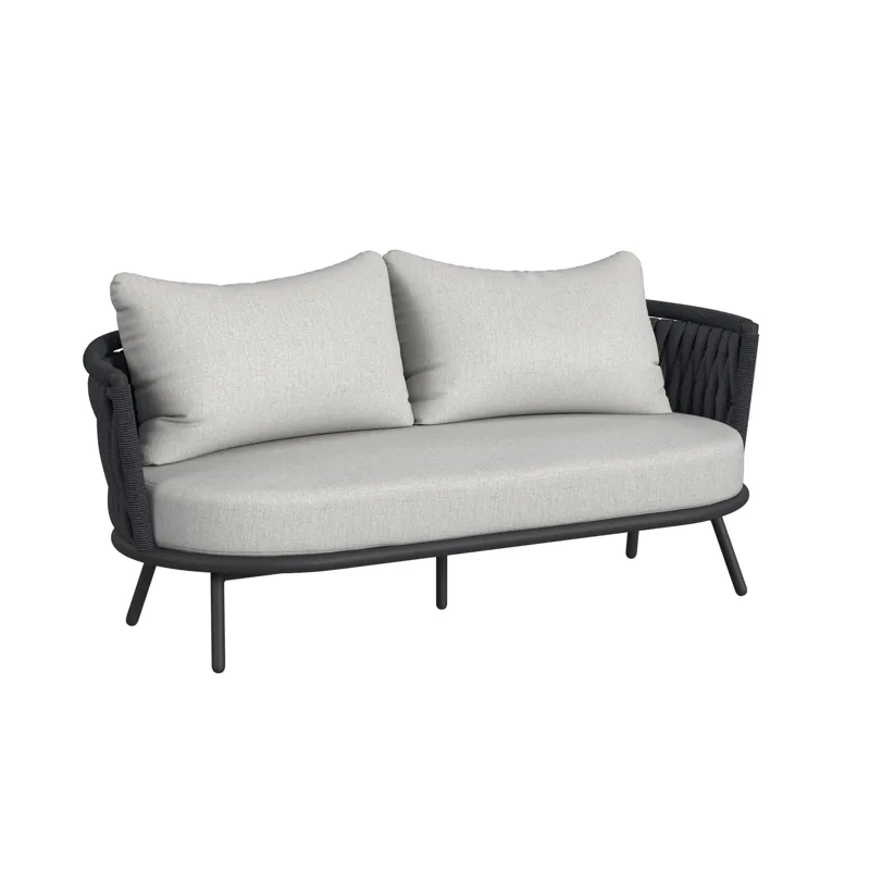Bali Loveseat with Olefin Grey in Dark Grey