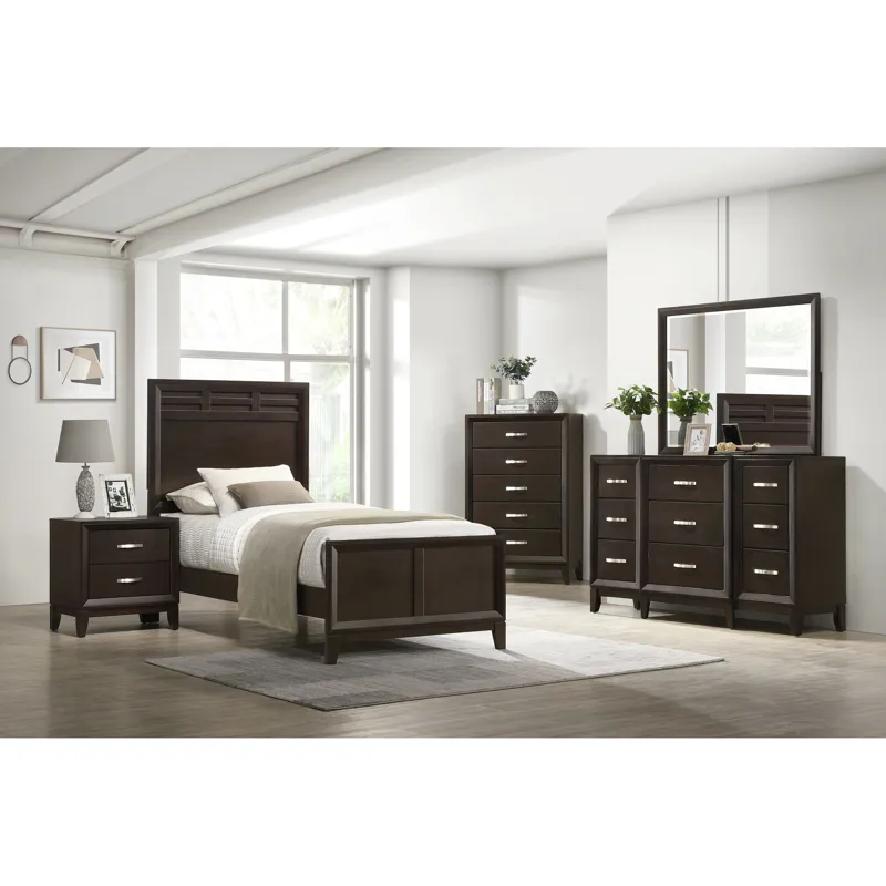 Beaumont Twin Panel Bed in Merlot