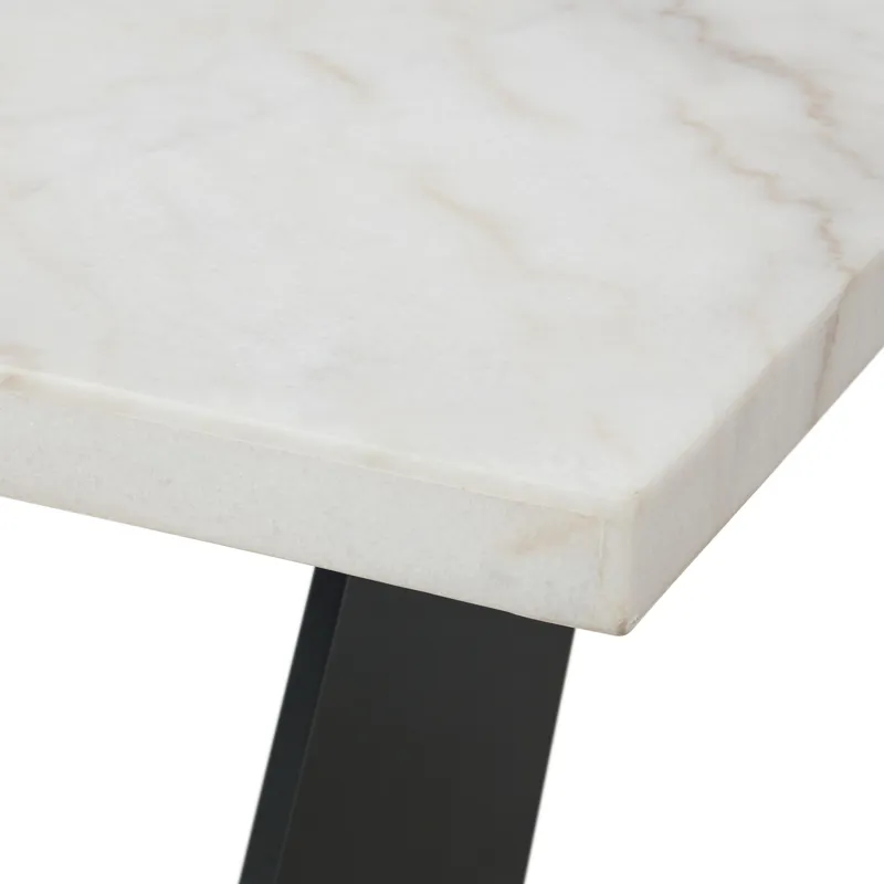 Beckley Dining Table in White Marble Top