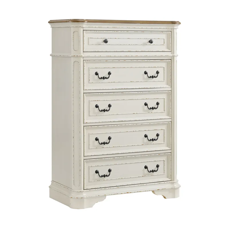 Bellevue 5-Drawer Chest in Walnut and Antique White