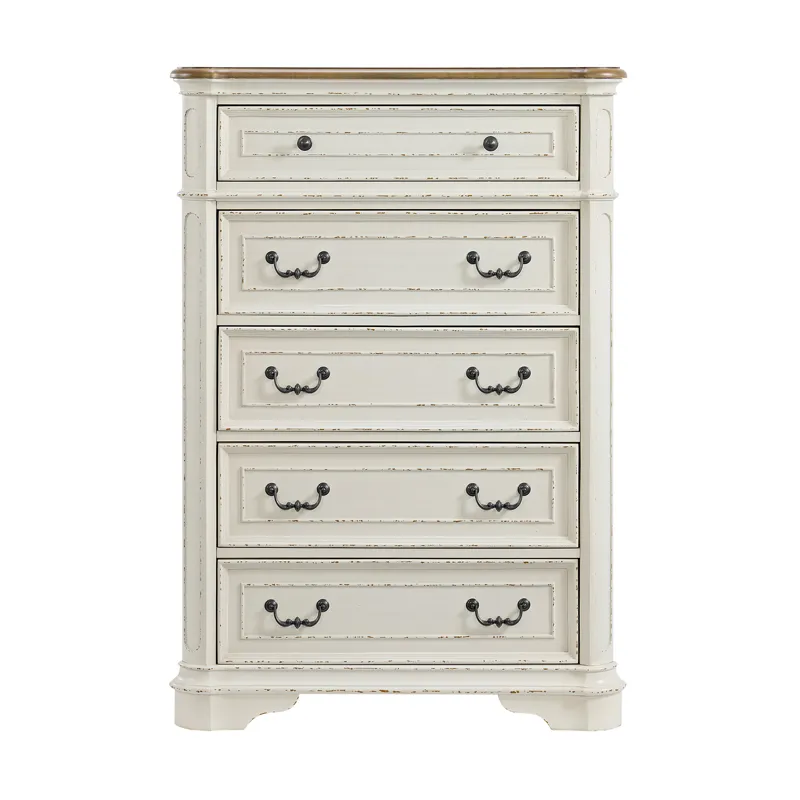 Bellevue 5-Drawer Chest in Walnut and Antique White