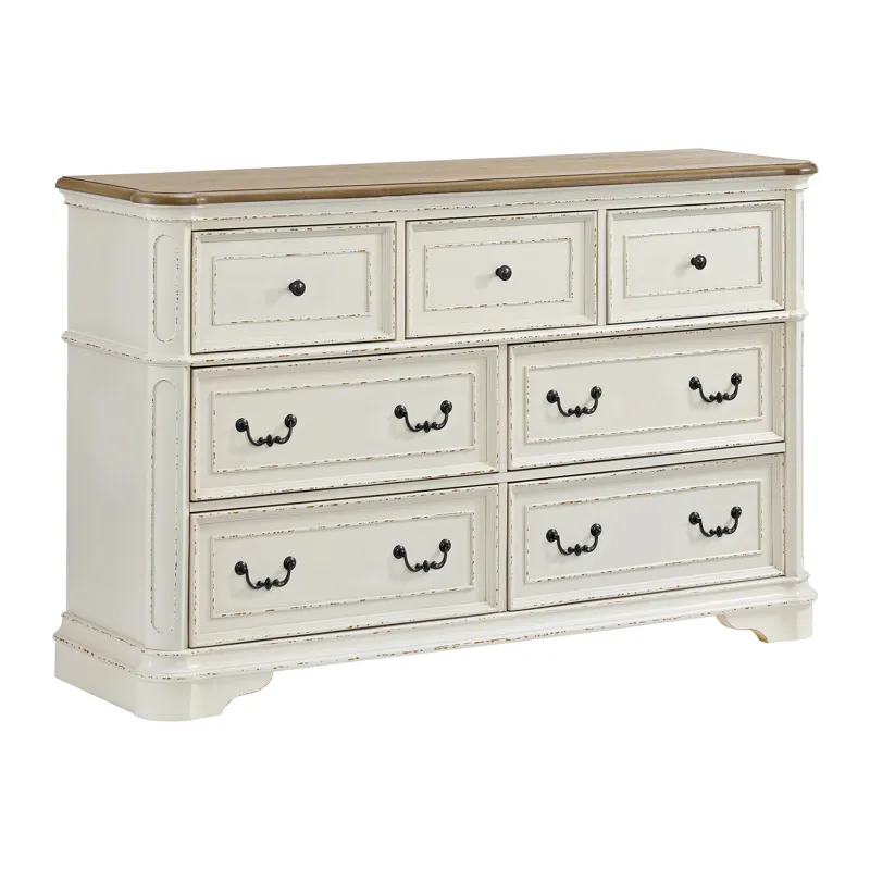 Bellevue 7-Drawer Dresser in Walnut and Antique White
