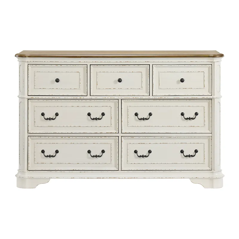 Bellevue 7-Drawer Dresser in Walnut and Antique White