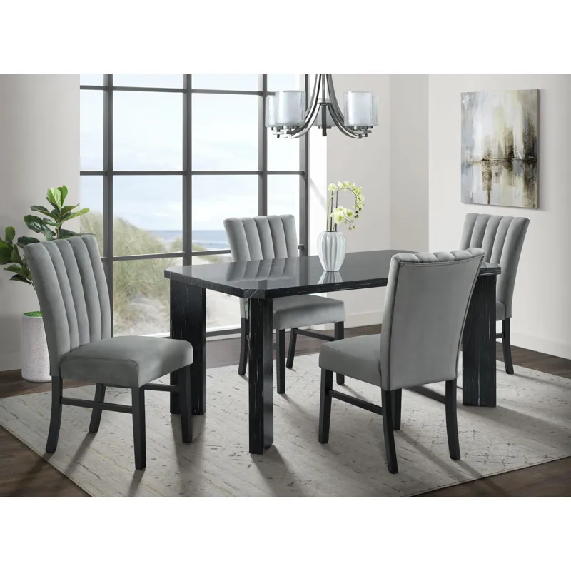 Bellini Side Chair in Grey Velvet (2 Per Pack)