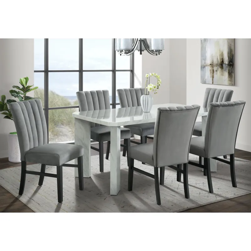 Bellini Side Chair in Grey Velvet (2 Per Pack)