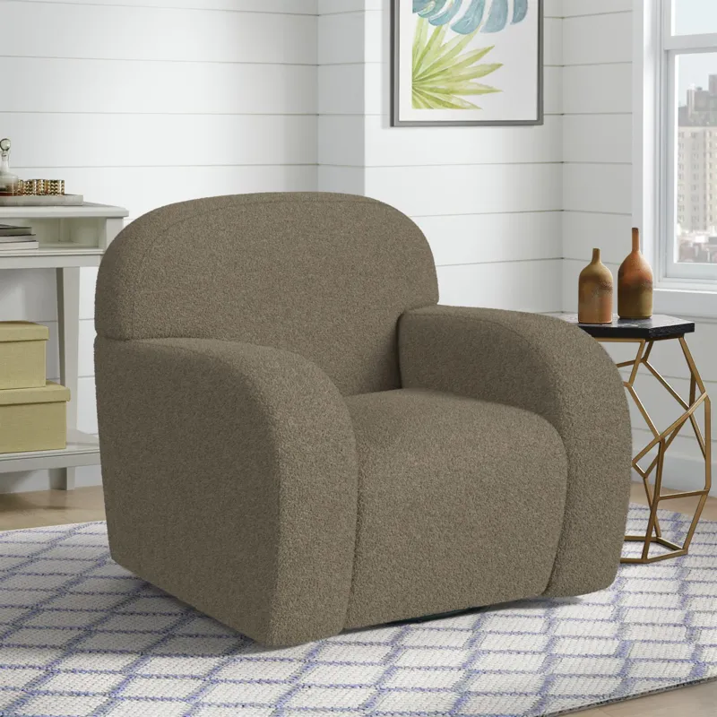 Benz Swivel Chair in Feather Tan