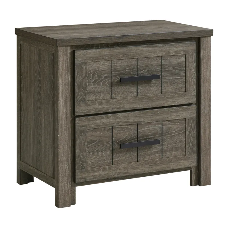 Beverley 2-Drawer Nightstand with USB in Mocha Grey