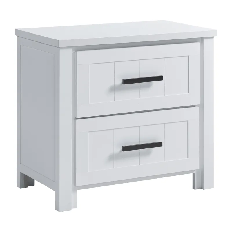 Beverley 2-Drawer Nightstand with USB in White