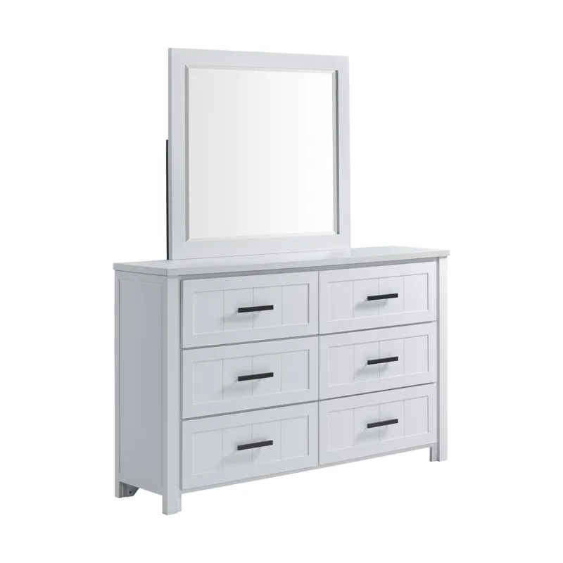 Beverley Dresser and Mirror Set in White
