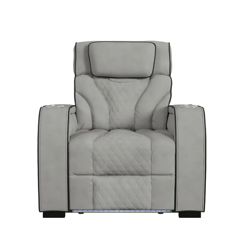 Blitz Motion Recliner with LED in Simba Taupe and Black Welt