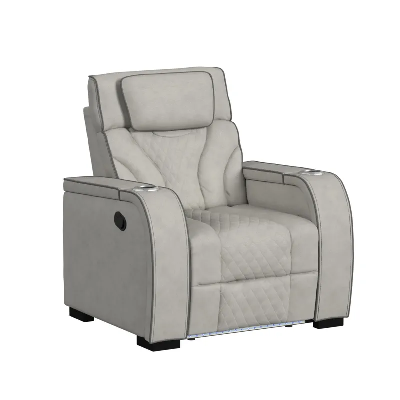 Blitz Motion Recliner with LED in Simba Taupe and Slate Welt
