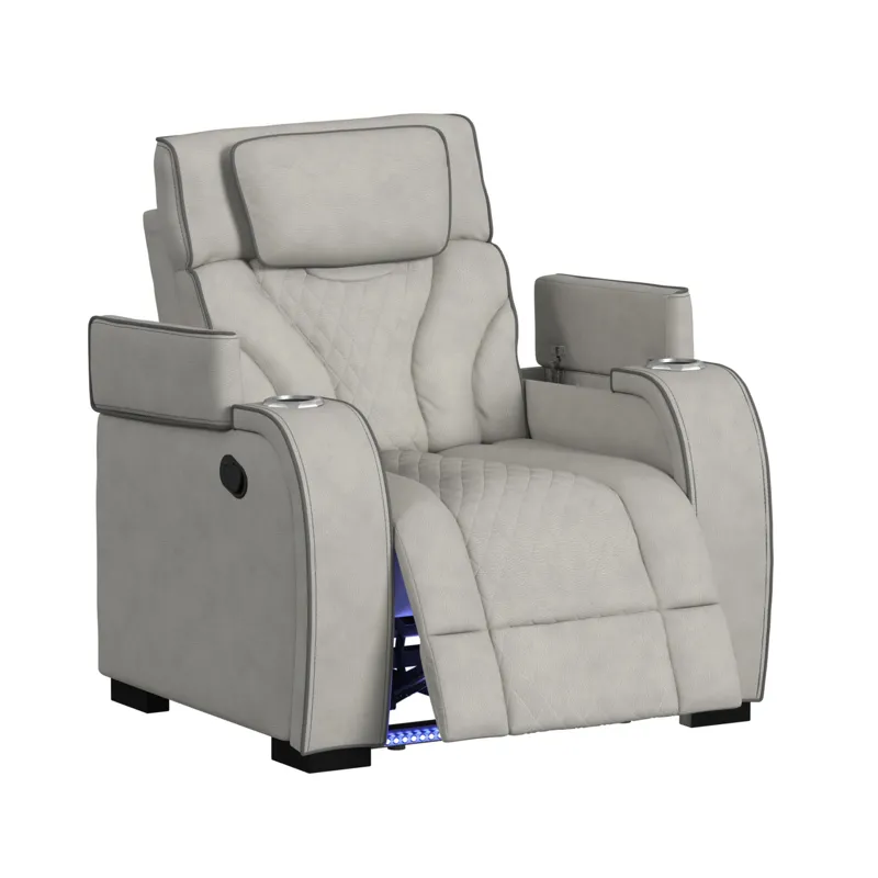 Blitz Motion Recliner with LED in Simba Taupe and Slate Welt