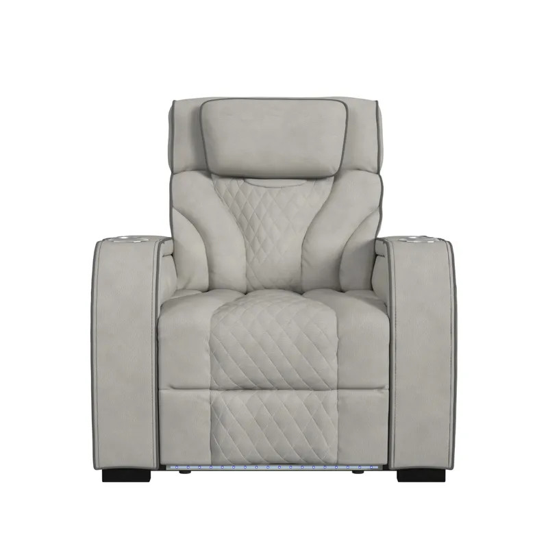 Blitz Motion Recliner with LED in Simba Taupe and Slate Welt