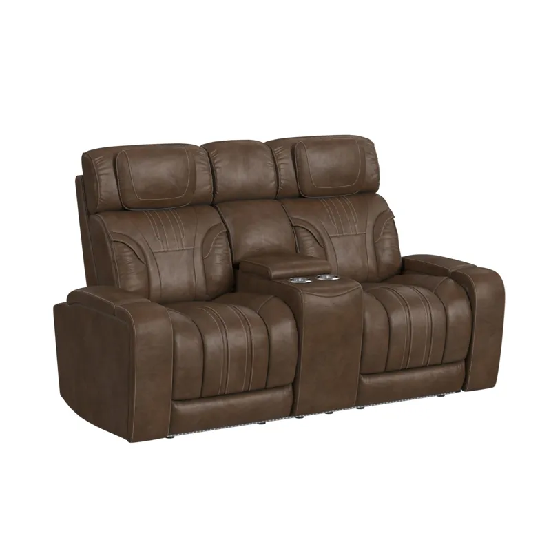Bonanza P3 Loveseat with LED and FD cup holder, wireless charger pocket and Console in Leather Gel U