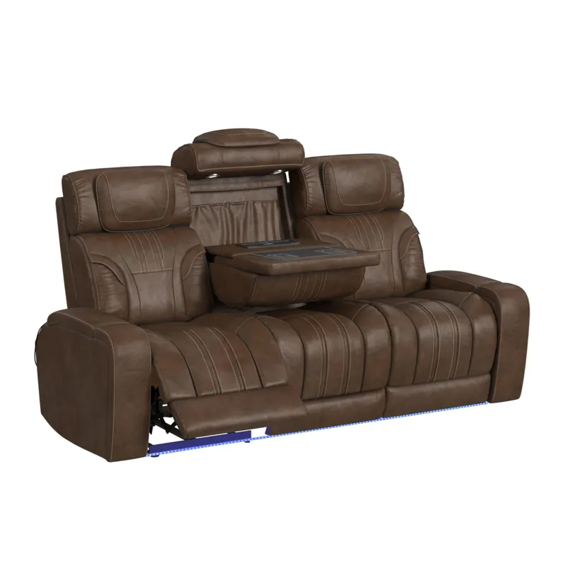 Bonanza P3 Sofa with I Table, reading light, heat, massage, LED, speaker and FD cup holder in Leathe