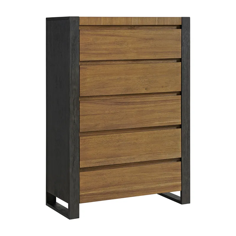 Breckenridge 5-Drawer Chest in Oak & Black