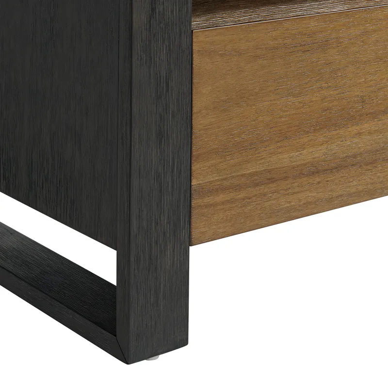 Breckenridge 2-Drawer Nightstand with LED & USB in Oak & Black
