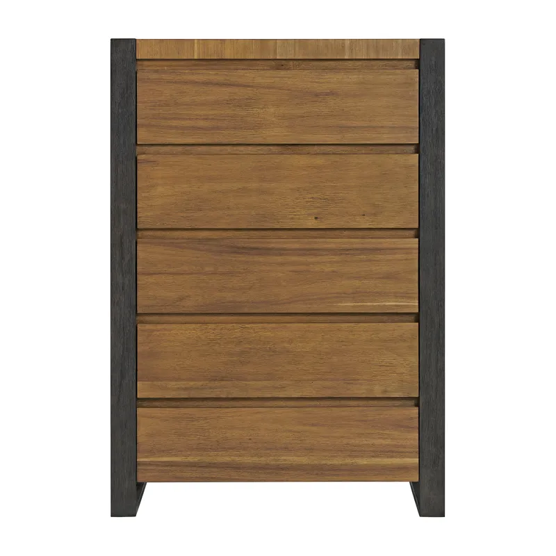 Breckenridge 5-Drawer Chest in Oak & Black