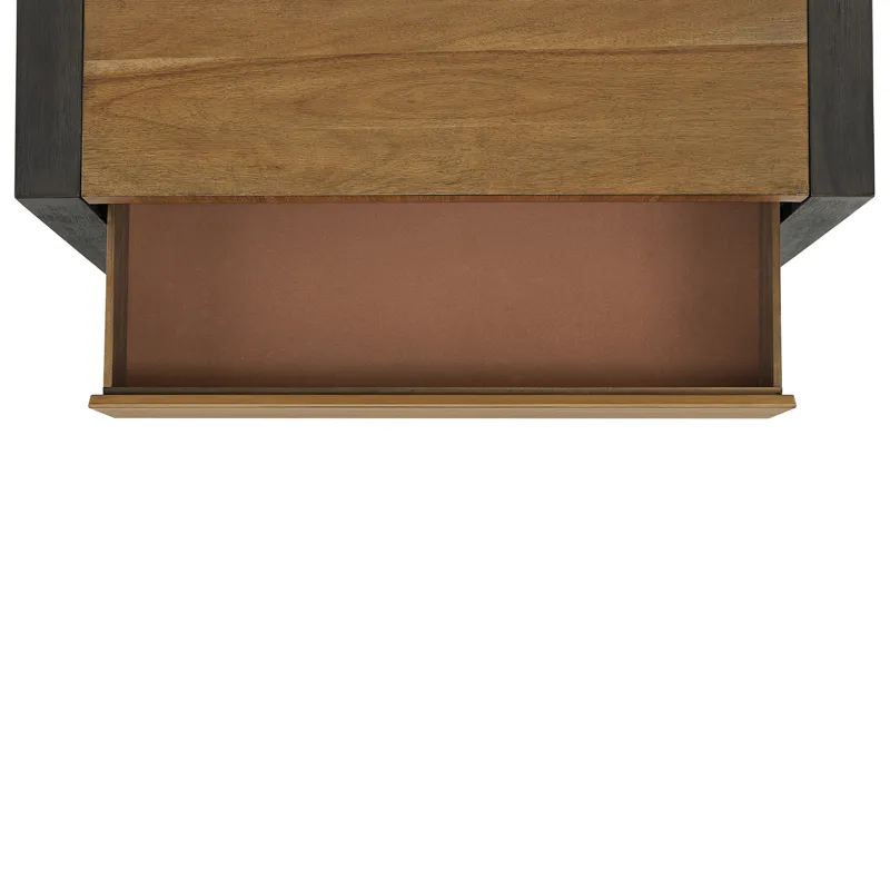 Breckenridge 2-Drawer Nightstand with LED & USB in Oak & Black
