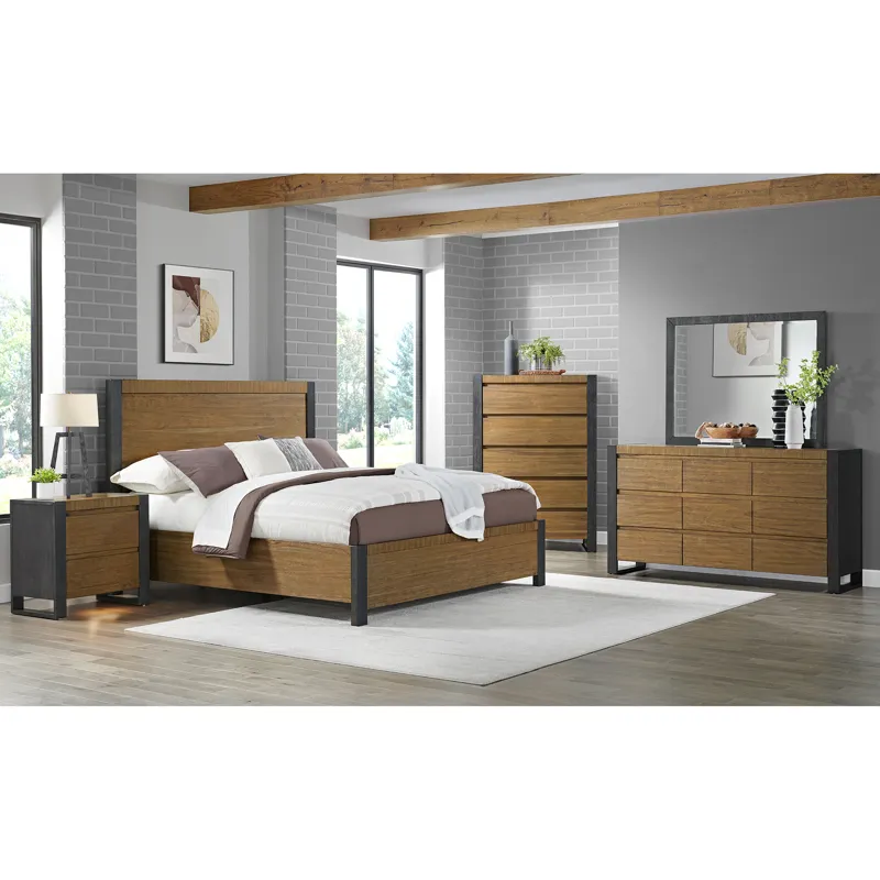 Breckenridge Queen 56" Bed in Oak & Black
