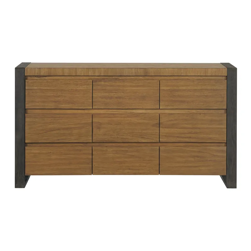 Breckenridge 9-Drawer Dresser in Oak & Black