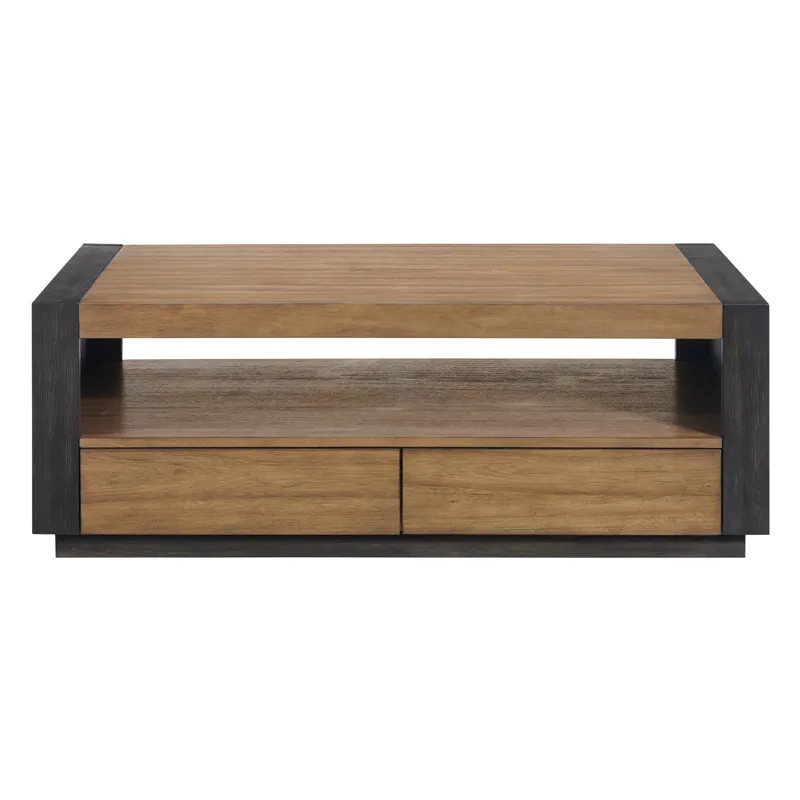 Breckenridge Coffee Table with 4 Drawers in Light Oak & Black