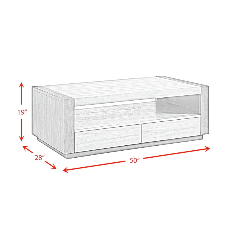 Breckenridge Coffee Table with 4 Drawers in Light Oak & Black