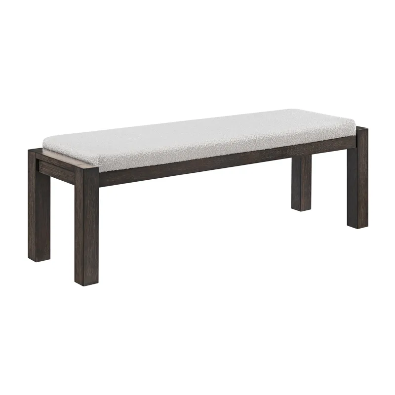 Breckenridge Dining Bench with White Cotton and Wood Ends in Black