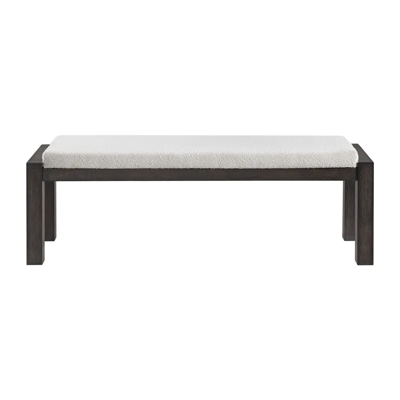 Breckenridge Dining Bench with White Cotton and Wood Ends in Black