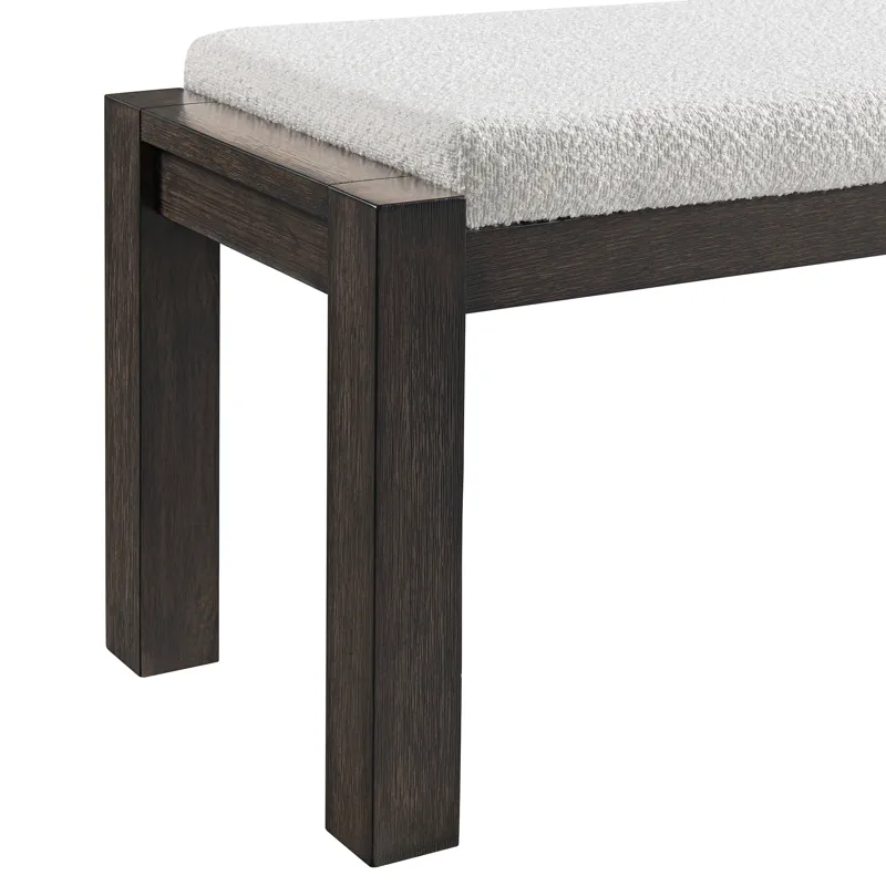 Breckenridge Dining Bench with White Cotton and Wood Ends in Black