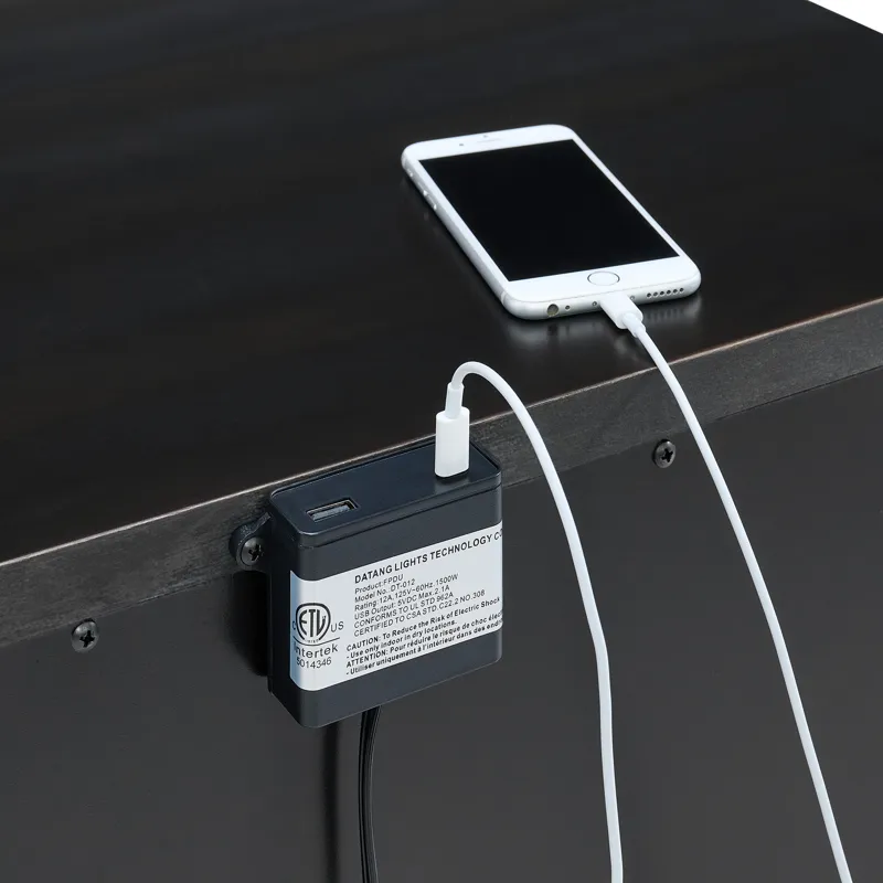 Bridgestone 2-Drawer Nightstand with USB in Black