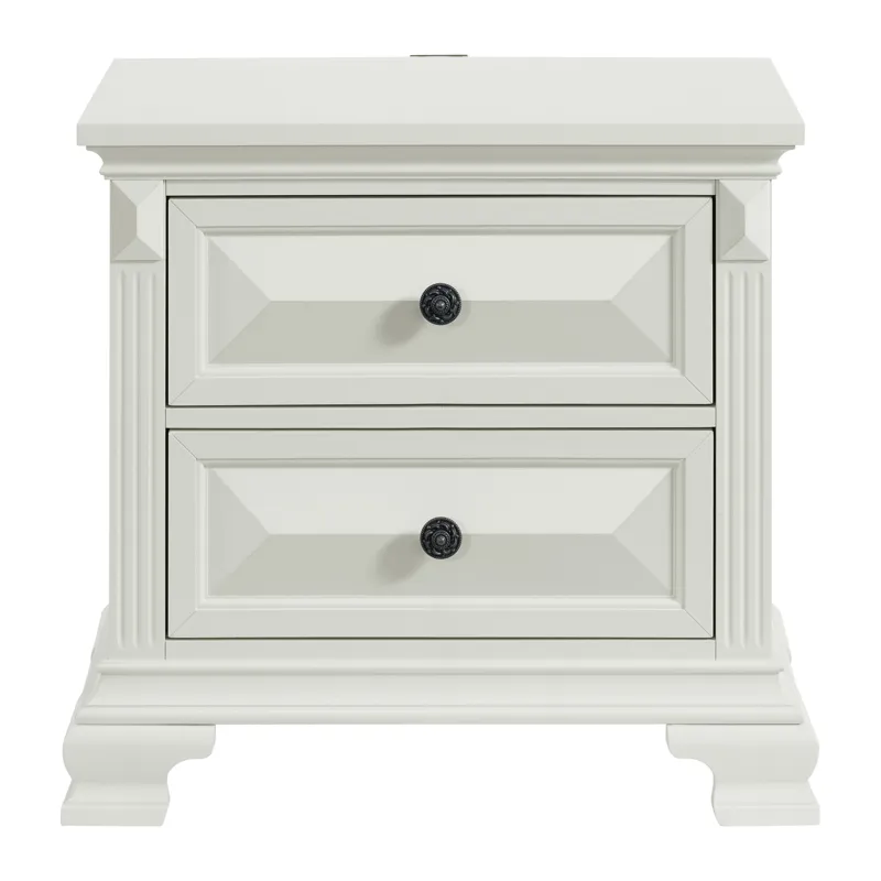 Bridgestone 2-Drawer Nightstand with USB in Antique White