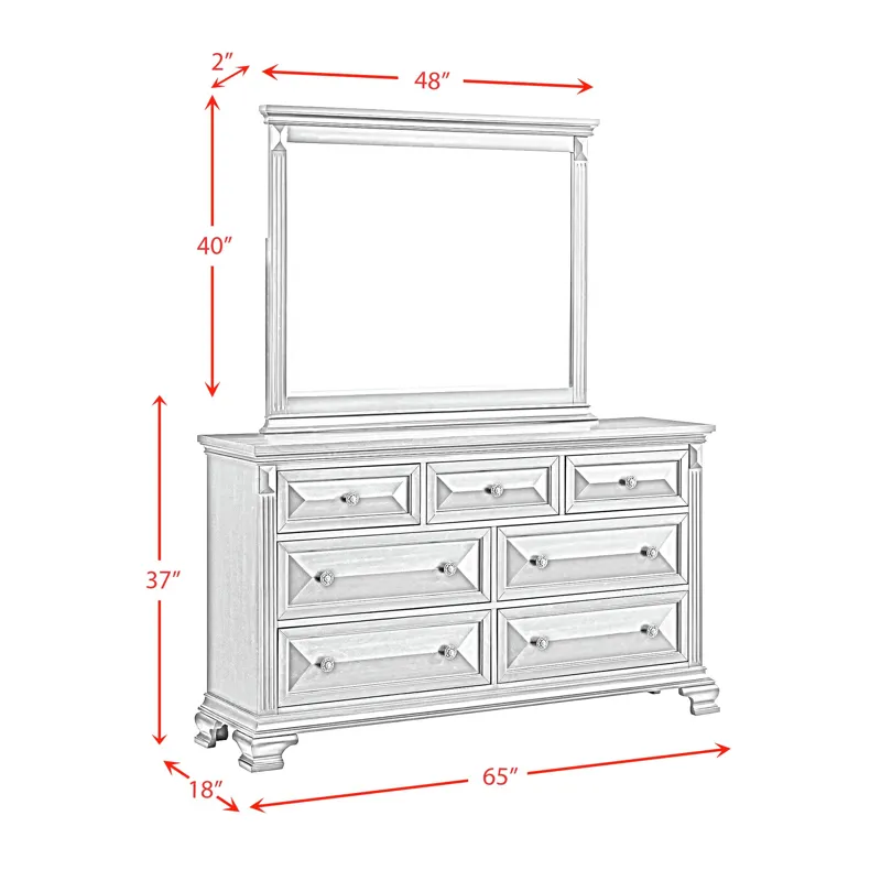 Bridgestone Dresser and Mirror Set in Antique White