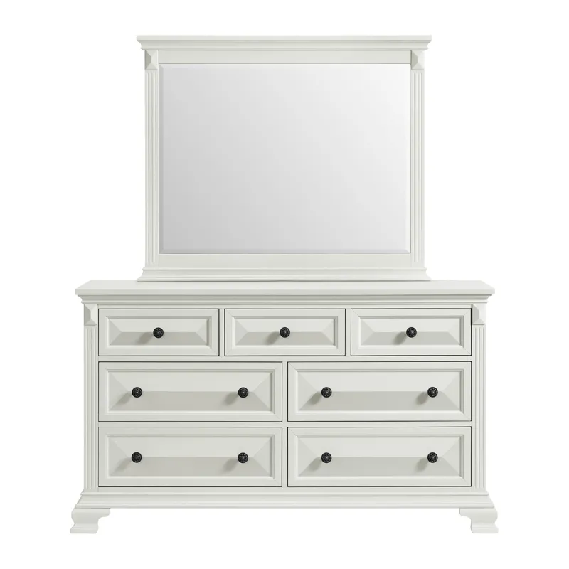 Bridgestone Dresser and Mirror Set in Antique White