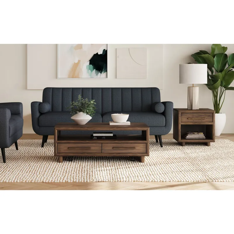 Brisbane 4-Drawer Coffee Table with Casters in Brown