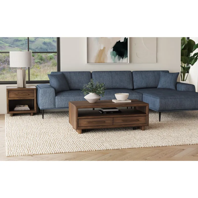 Brisbane 4-Drawer Coffee Table with Casters in Brown